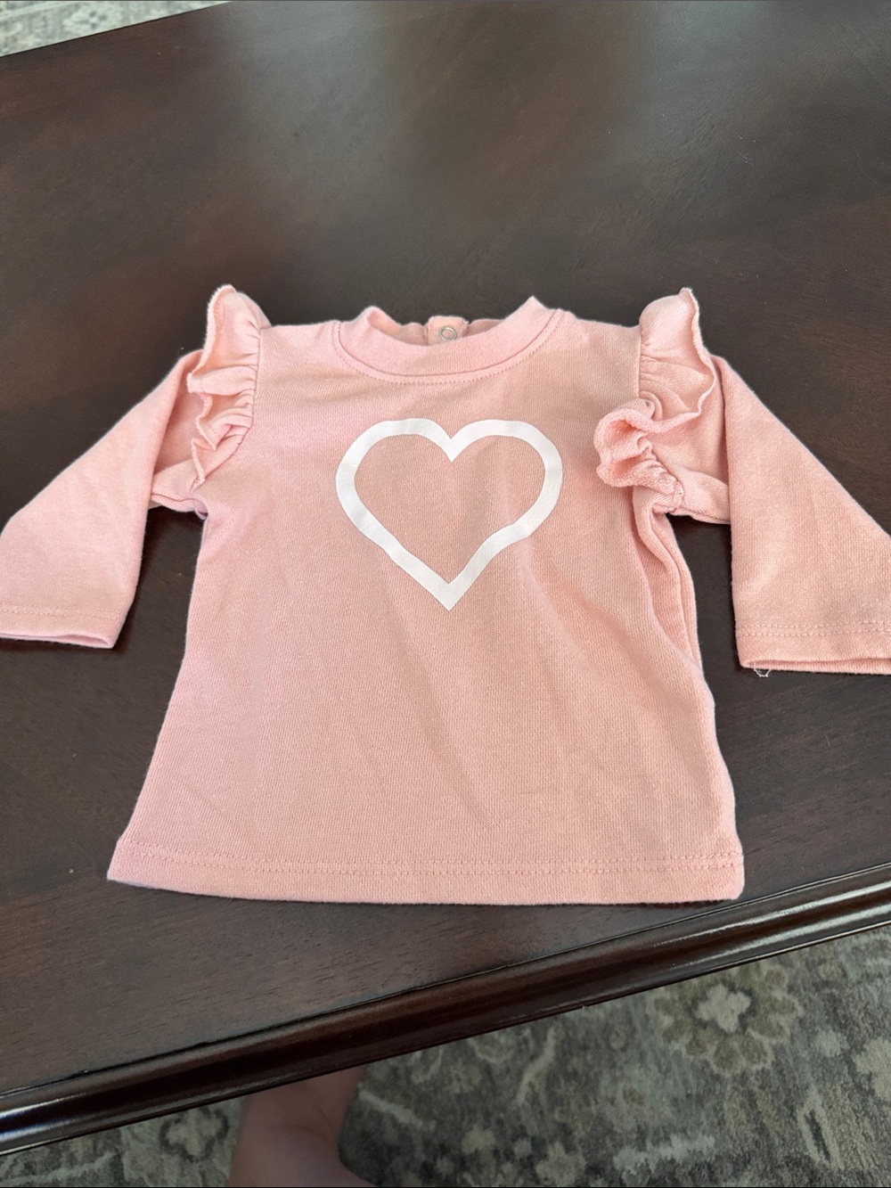 Girls' Pink Heart Ruffle Long-Sleeve Tee